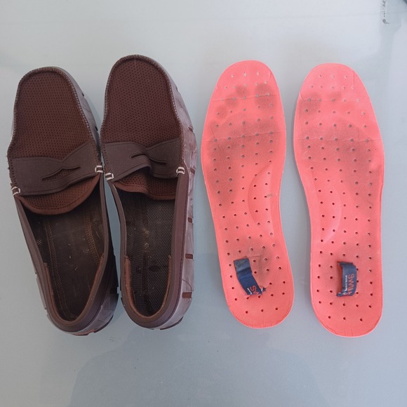 SWIMS Mens Penny Loafer Brown Rubber Mesh Water Resistant Shoes Size 10 - Picture 6 of 8